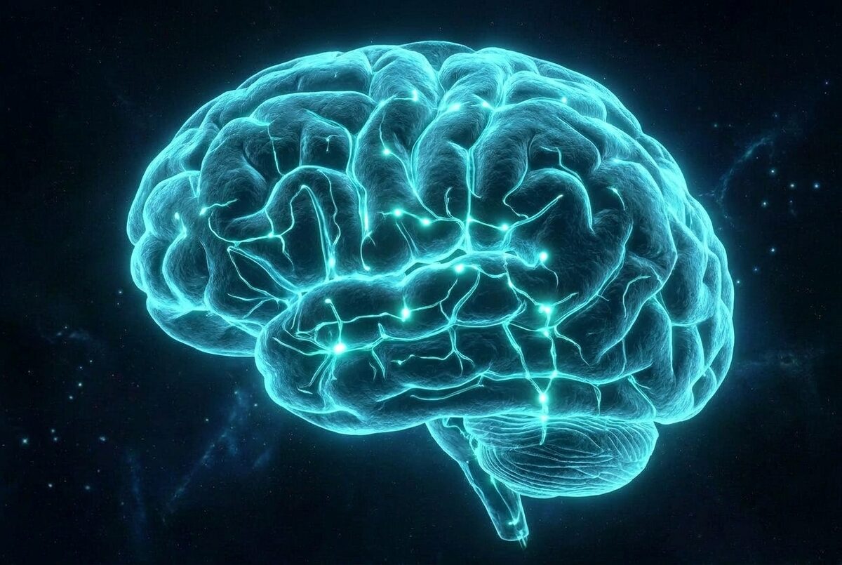 Glowing brain with neural connections