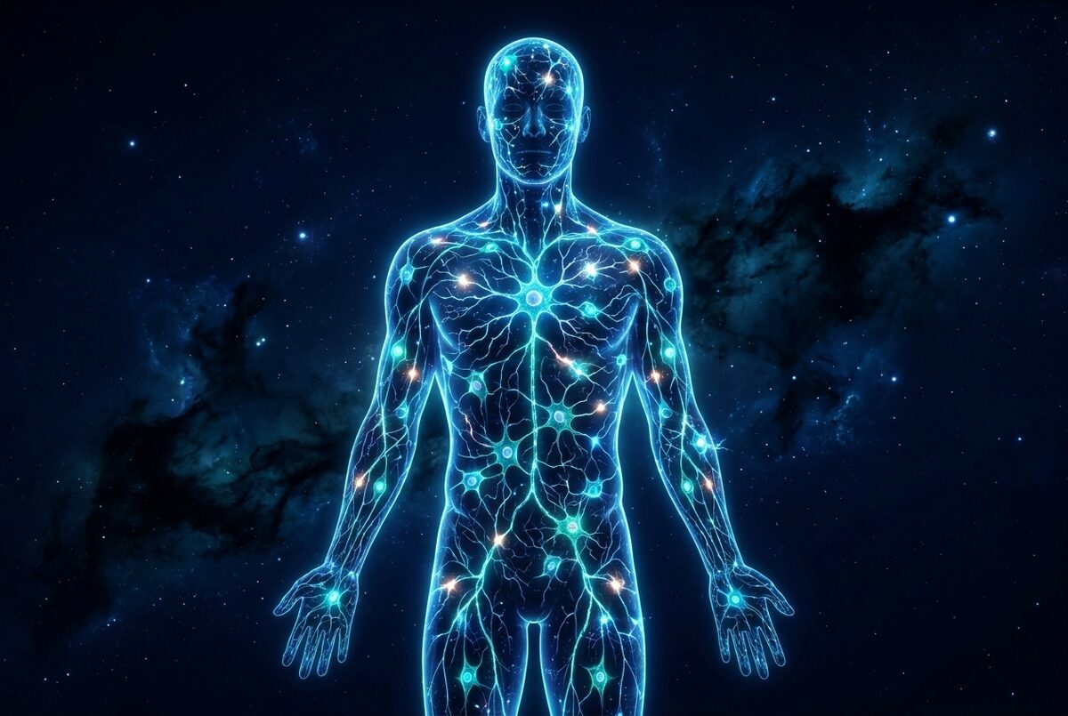 Glowing human body with neural network